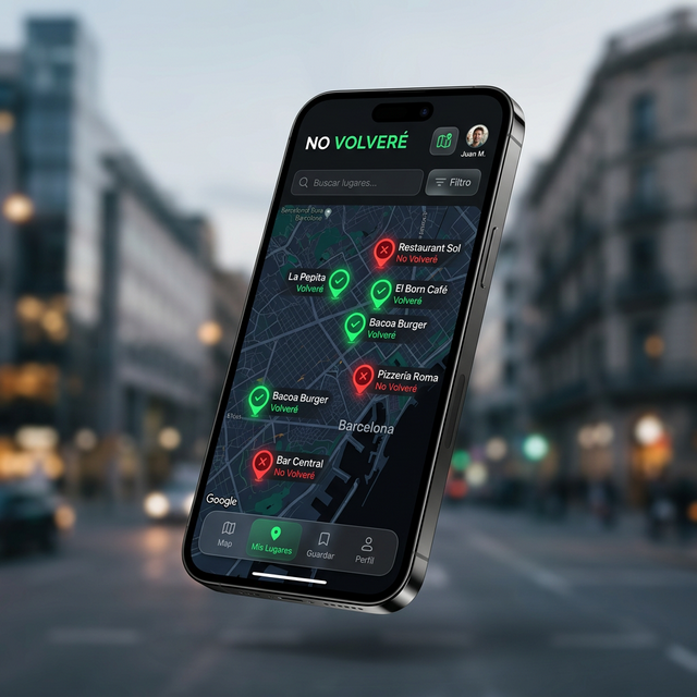 No Volveré App Mockup